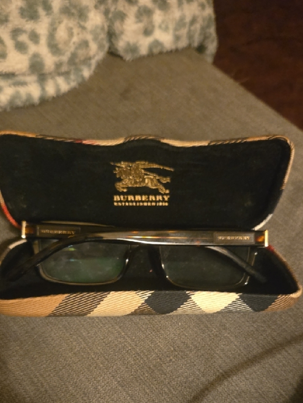 Burberry Black and Silver Rectangular Eyeglass Frames